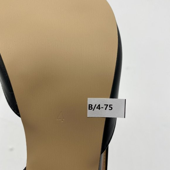 FOWT Black Slingback Pointy Toe Chunky Sandal Heel - Picture 8 of 8